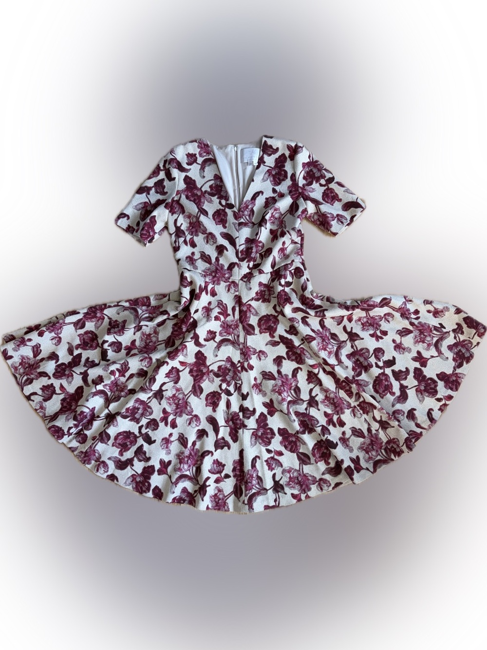 Gal Meets Glam Cream Dress with Burgundy Floral Accents - Picture 2 of 11